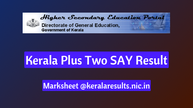 Kerala Plus Two SAY Result